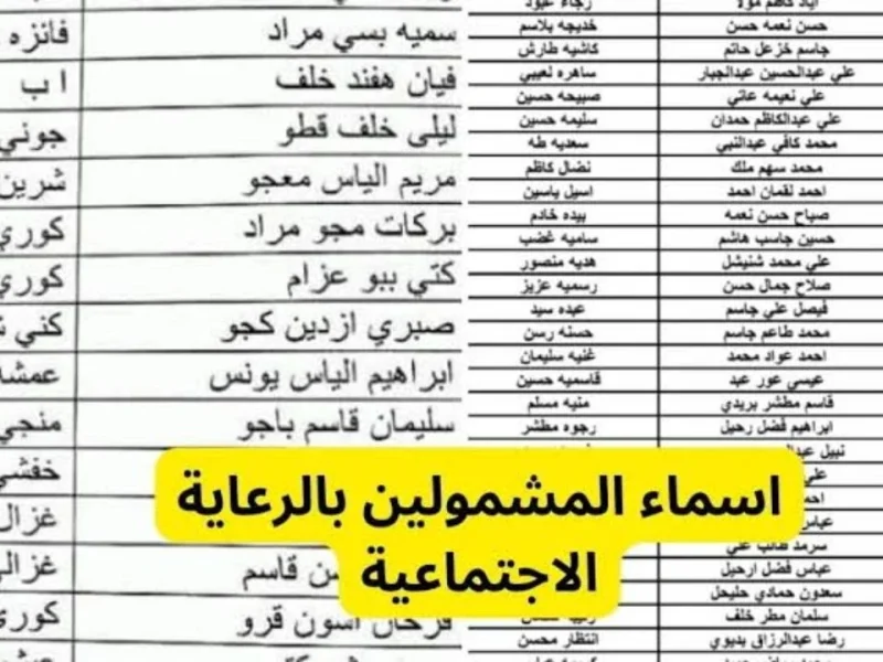 PDF كشوفات اسماء المشمولين بالرعاية الاجتماعية الوجبة الأخيرة 2024 كافة محافظات العراق